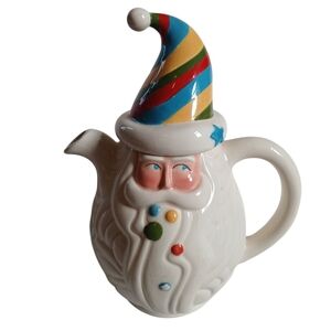Department 56 Teapot Santa Claus Wizard Rainbow Hat Ceramic Hand Painted Gifts